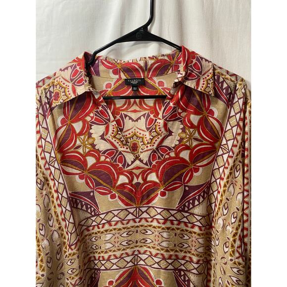 Talbots Silk Linen Geometric Medallion Print Tunic 3/4 Sleeve Lightweight 18W - Picture 8 of 8